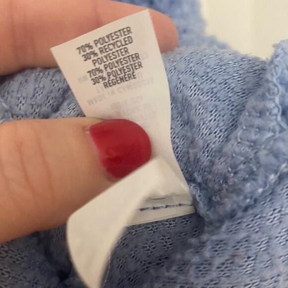 AERIE • Light Blue Teddy Sherpa Quarter Zip Pullover Sweatshirt - Picture 7 of 8